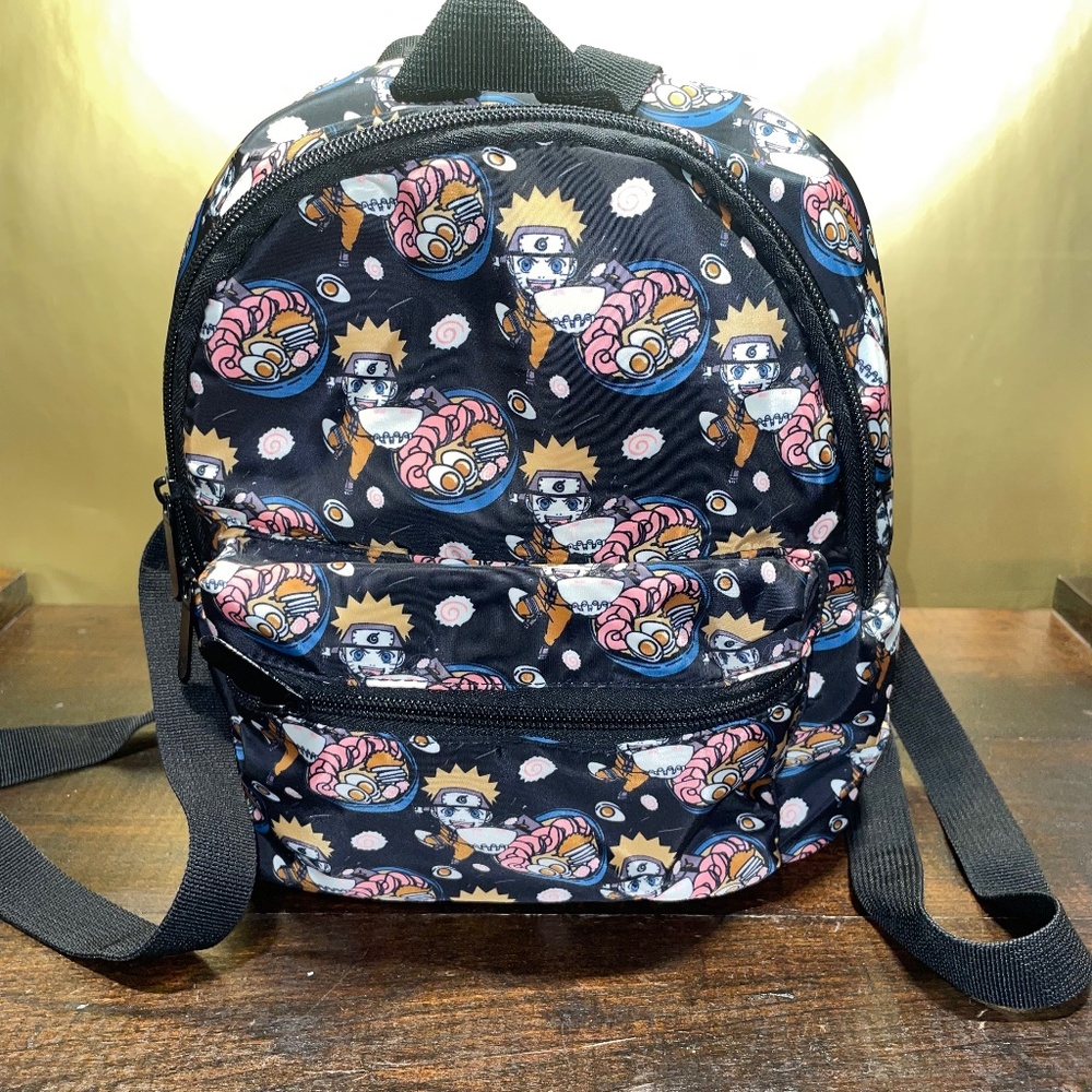 Bioworld Naruto Shippuden Ramen Ichiraku Noodle Bowl Pattern Black Mini Backpack